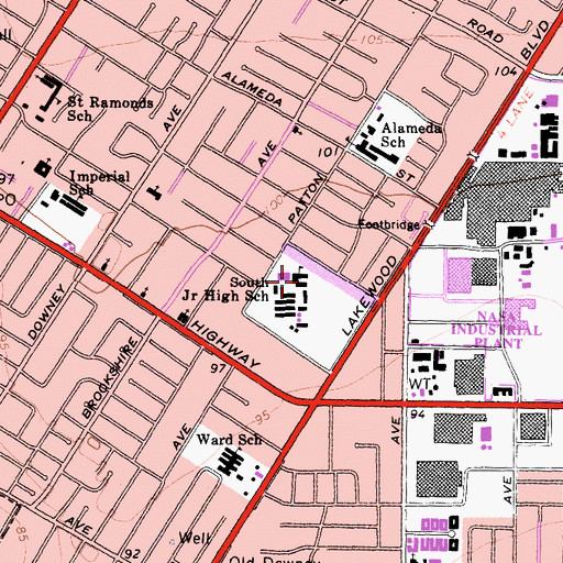 Topographic Map of South Middle School, CA