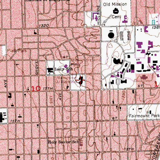 Topographic Map of Northeast Magnet High School, KS