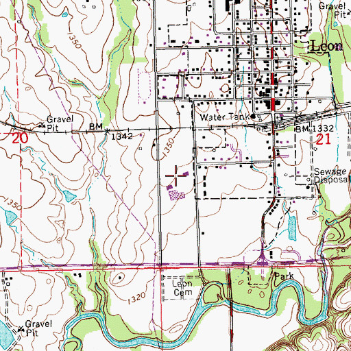 Topographic Map of Bluestem Middle School, KS