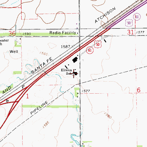 Topographic Map of Pleasantview Academy High School, KS