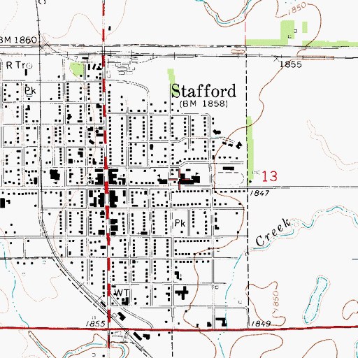 Topographic Map of Stafford Elementary School, KS