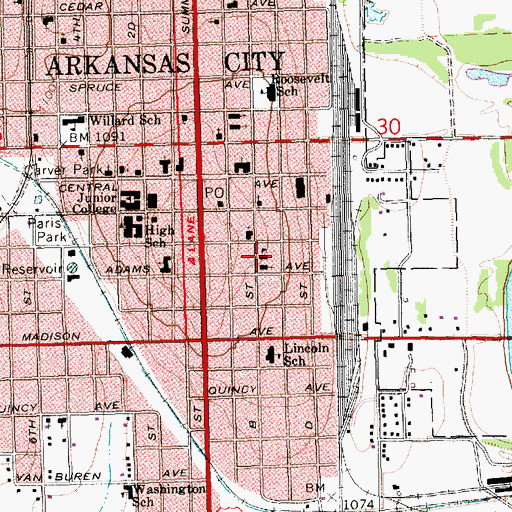 Topographic Map of Sacred Heart Catholic School, KS