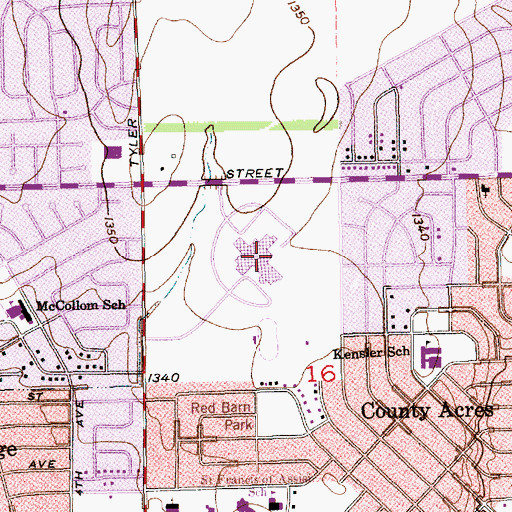 Topographic Map of Wichita Northwest High School, KS
