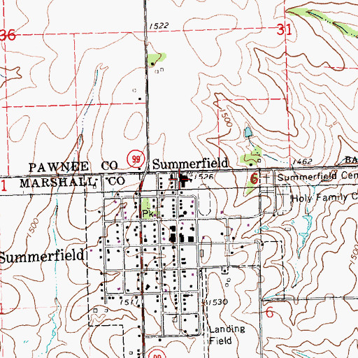 Topographic Map of Summerfield Elementary School, KS