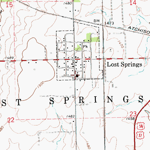 Topographic Map of Centre Elementary School, KS