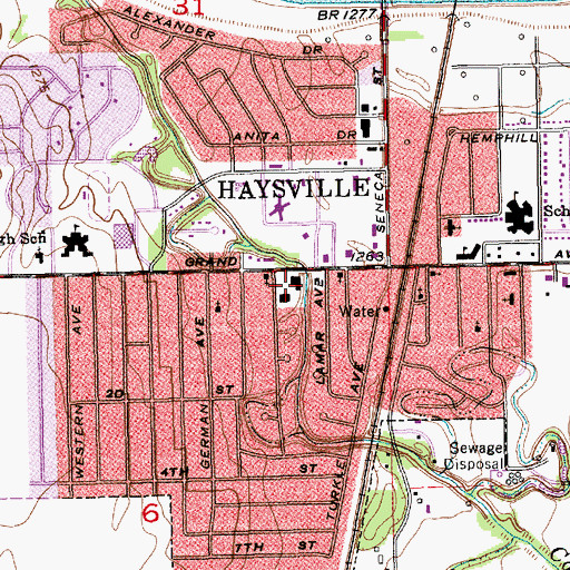 Topographic Map of Haysville High School, KS