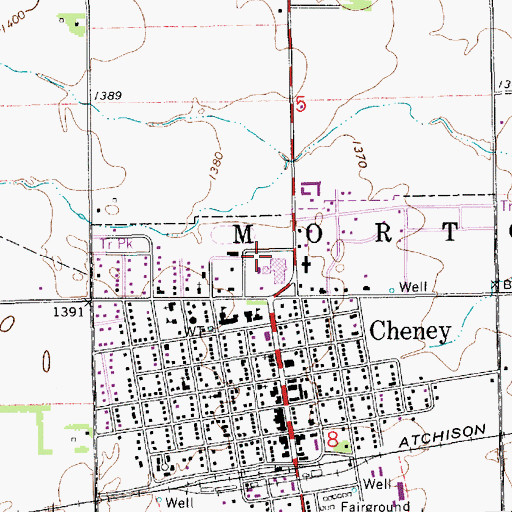 Topographic Map of Cheney High School, KS