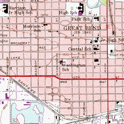 Topographic Map of Washington Early Childhood Center, KS