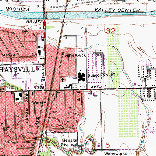 Topographic Map of Nelson Elementary School, KS
