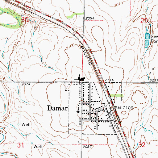 Topographic Map of Damar Middle School, KS