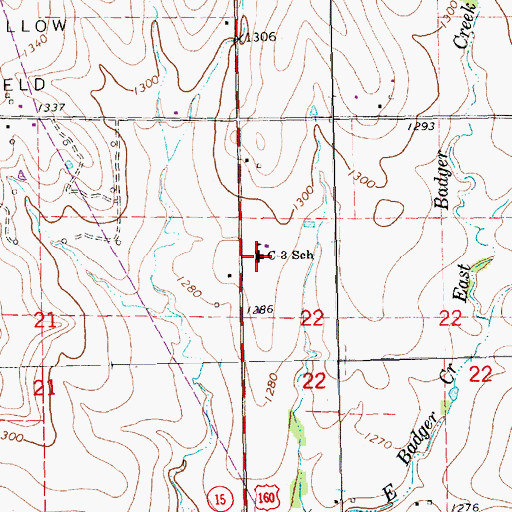 Topographic Map of Country View Elementary School, KS