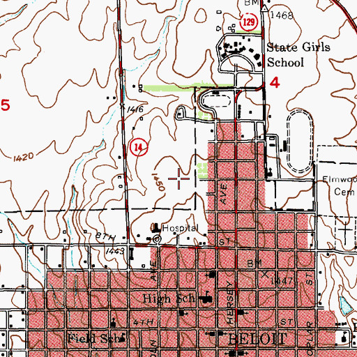 Topographic Map of Beloit Elementary School, KS