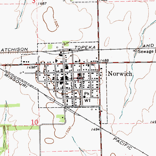 Topographic Map of Norwich Elementary School, KS