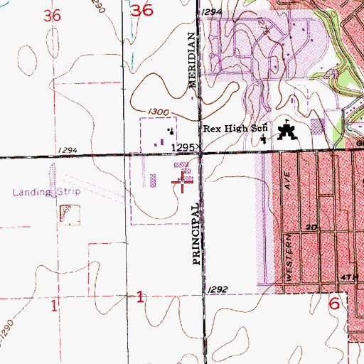 Topographic Map of Freeman Elementary School, KS