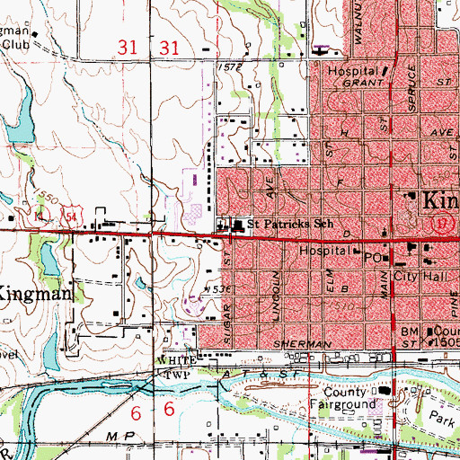 Topographic Map of Saint Patrick Elementary School, KS