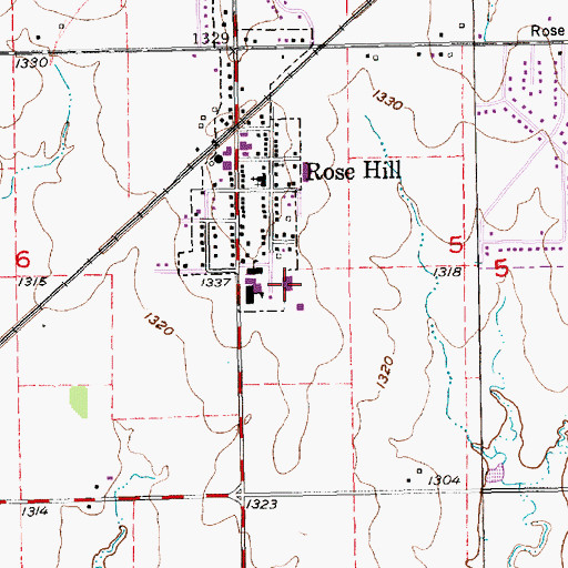 Topographic Map of Rose Hill Intermediate School, KS