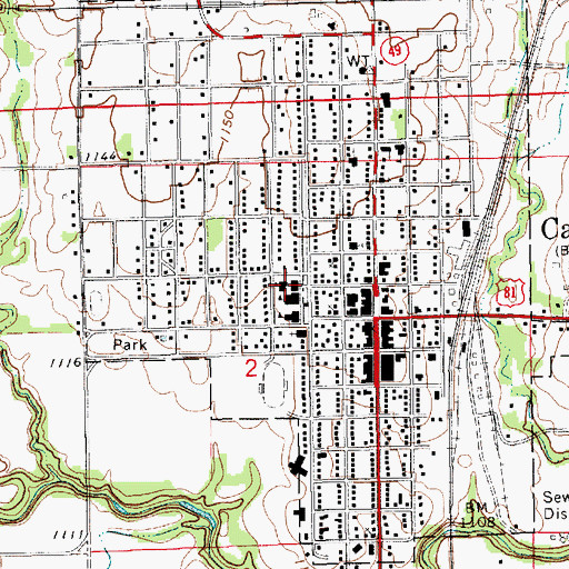 Topographic Map of Caldwell High School, KS
