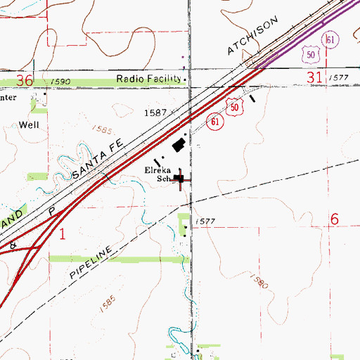 Topographic Map of Pleasantview Academy Grade School, KS
