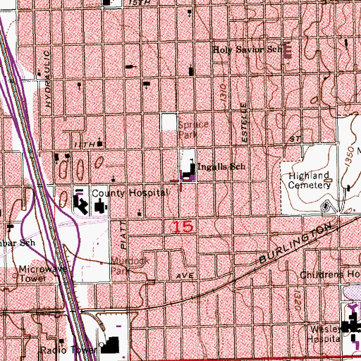 Topographic Map of Spaght Magnet Academy, KS