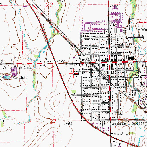 Topographic Map of Moundridge Elementary School, KS