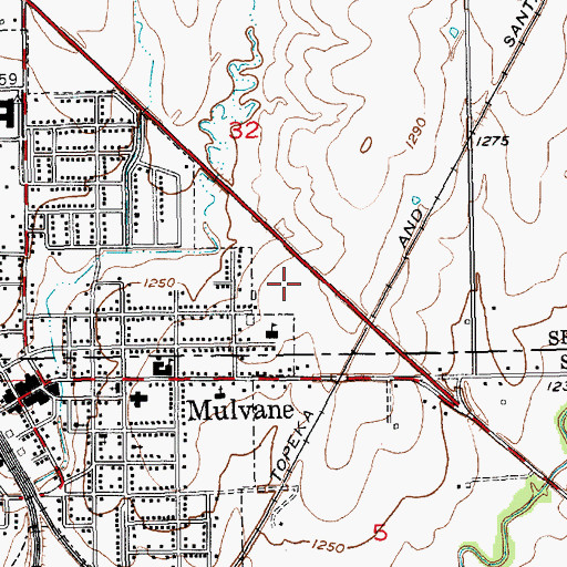 Topographic Map of Mulvane Grade School, KS