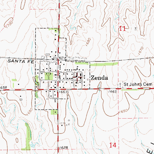Topographic Map of Zenda Elementary School, KS