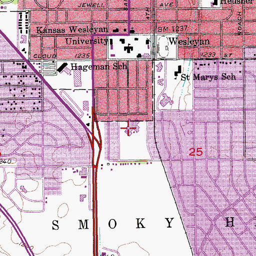 Topographic Map of Salina South Middle School, KS