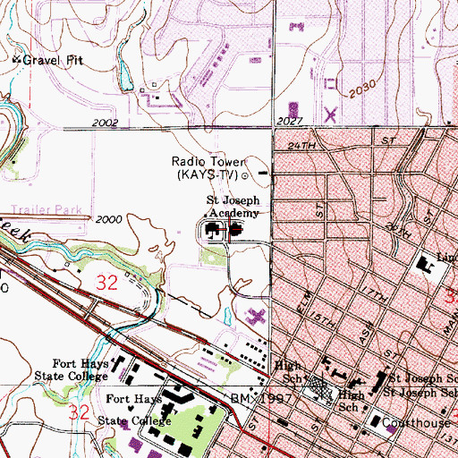 Topographic Map of Thomas More Preparatory Marian High School, KS
