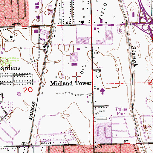 Topographic Map of Midway Christian School, KS