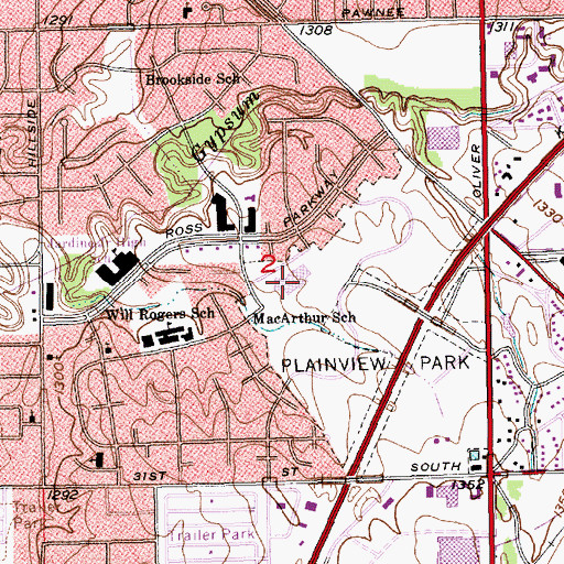 Topographic Map of Colvin Elementary School, KS