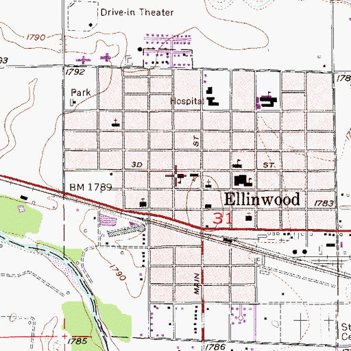 Topographic Map of Saint Joseph Catholic School, KS