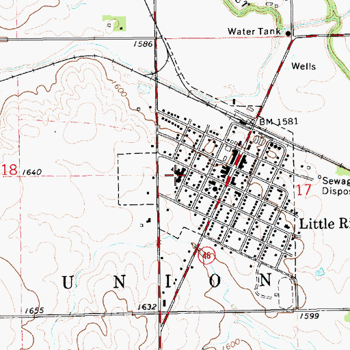 Topographic Map of Little River Middle School, KS