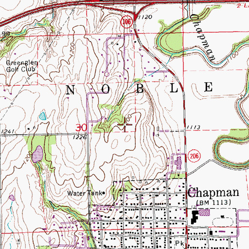 Topographic Map of Chapman Elementary School, KS