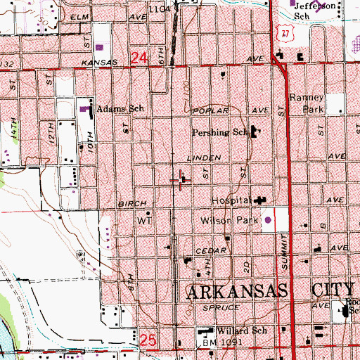 Topographic Map of Ark City Christian Academy, KS