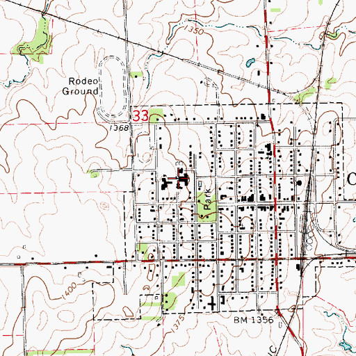 Topographic Map of Conway Springs Middle School, KS