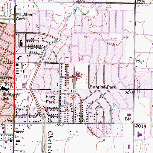 Topographic Map of Roosevelt Elementary School, KS