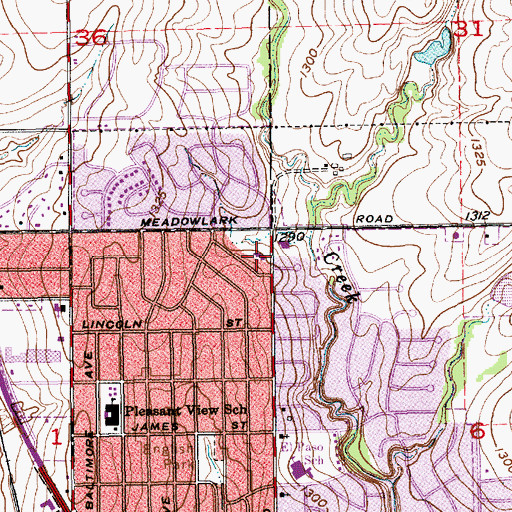 Topographic Map of Derby Christian School, KS
