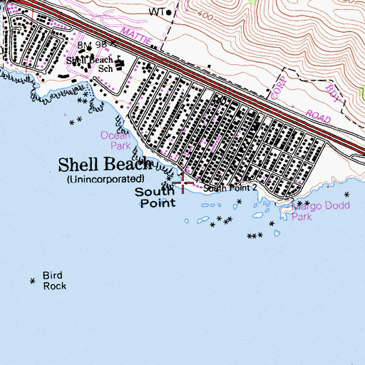 Topographic Map of South Point, CA