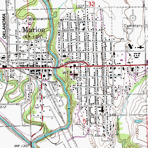 Topographic Map of Marion Middle School, KS