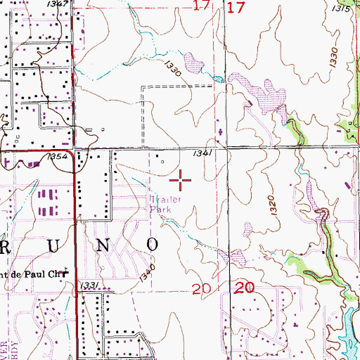Topographic Map of Andover Central High School, KS