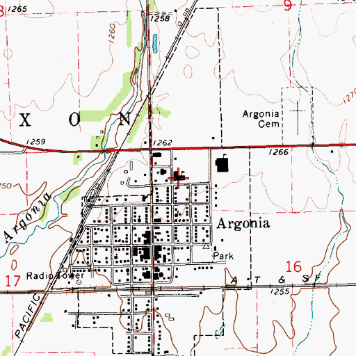 Topographic Map of Argonia Elementary School, KS