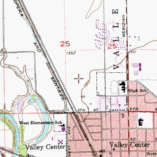 Topographic Map of Wheatland Elementary School, KS