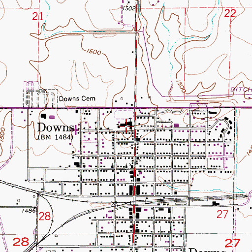 Topographic Map of Lakeside High School, KS