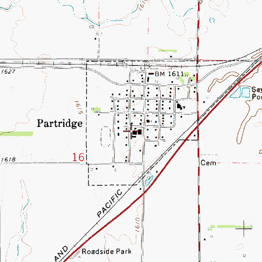 Topographic Map of Partridge Grade School, KS