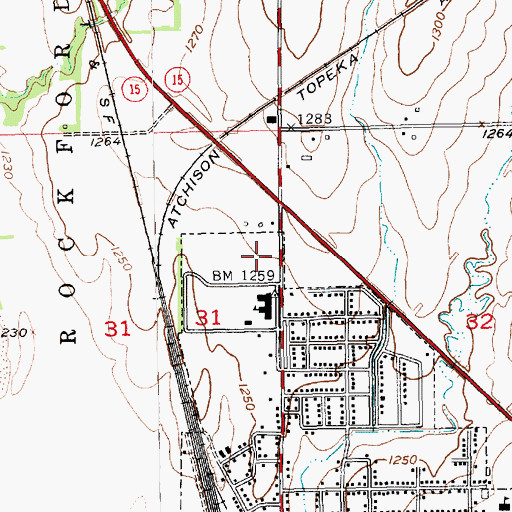 Topographic Map of W.D. Munson Primary School, KS
