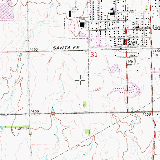 Topographic Map of Clark Davidson Elementary School, KS