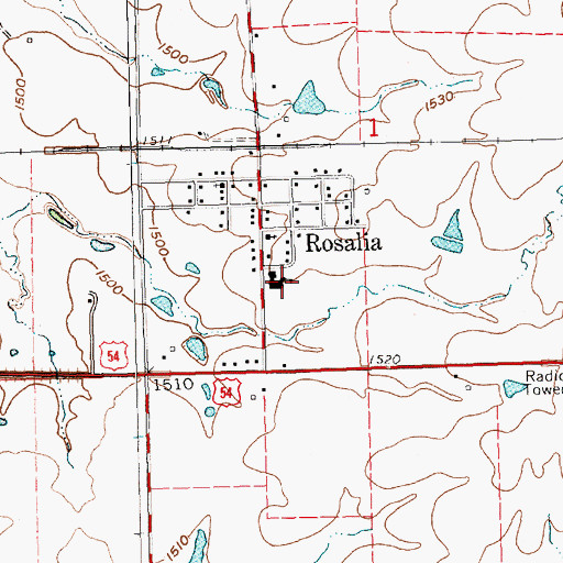 Topographic Map of Flinthills Intermediate School, KS