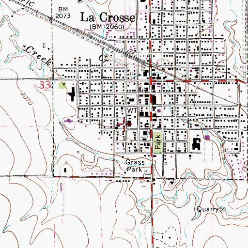 Topographic Map of Lacrosse Elementary School, KS