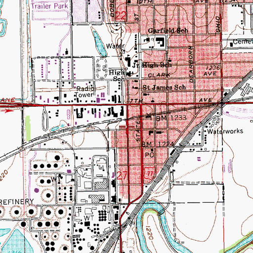 Topographic Map of Augusta Learning Center, KS