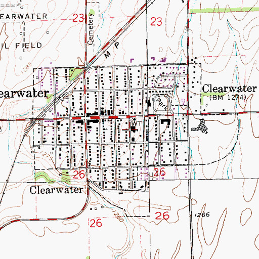 Topographic Map of Clearwater Elementary West School, KS